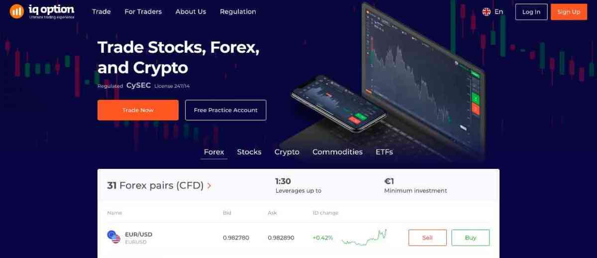 IQ Option broker app forex broker stock trading platform