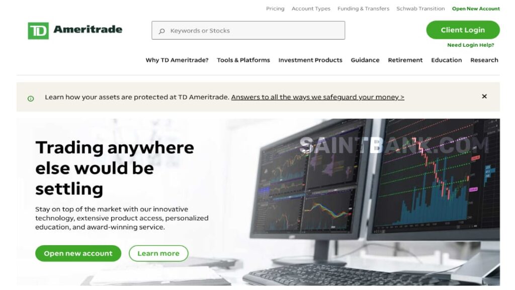 TD Ameritrade broker banner overview saintbank